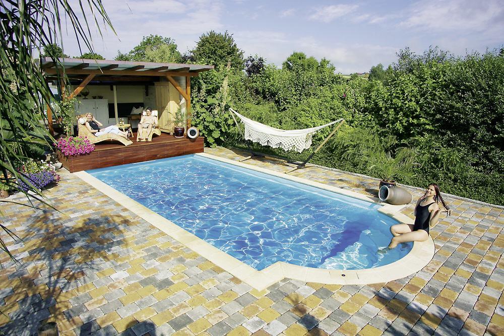 Styropool-Rechteckbeckenset mit Treppe Marbella