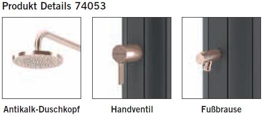 Detailansicht Solardusche Chrome Kupfer