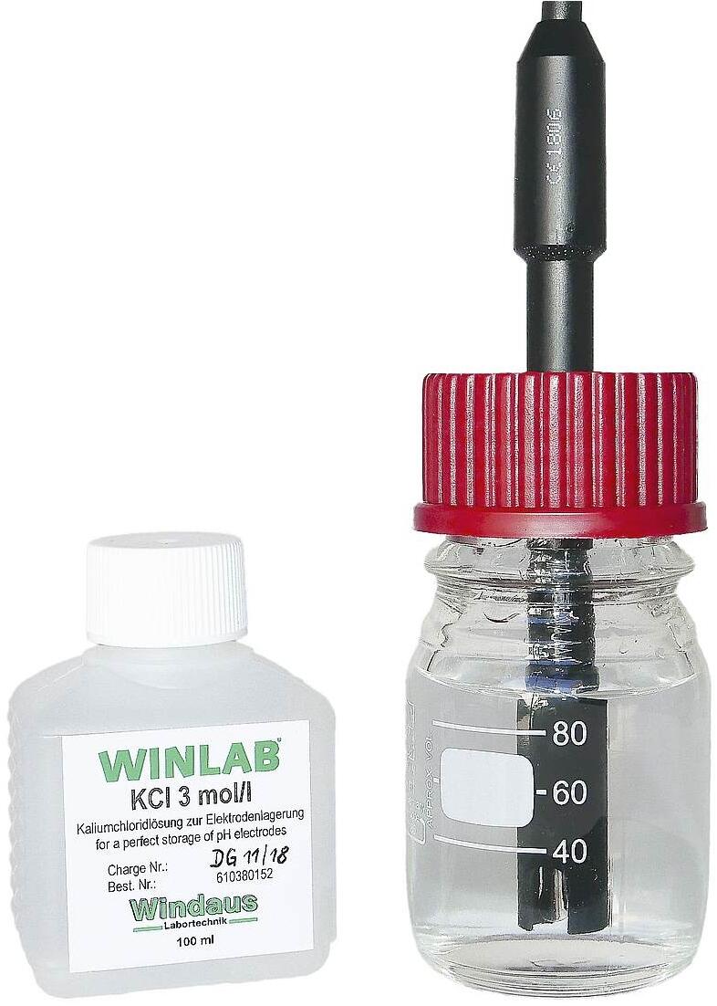 Aufbewahrungsflasche mit KCL-Lösung
