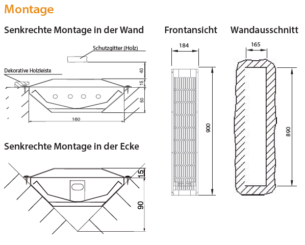 Montagezeichnung Infrarotstrahler Vitae