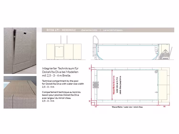 Piscine Laghetto Dolce Vita Diva LTI - integrierter Technikraum