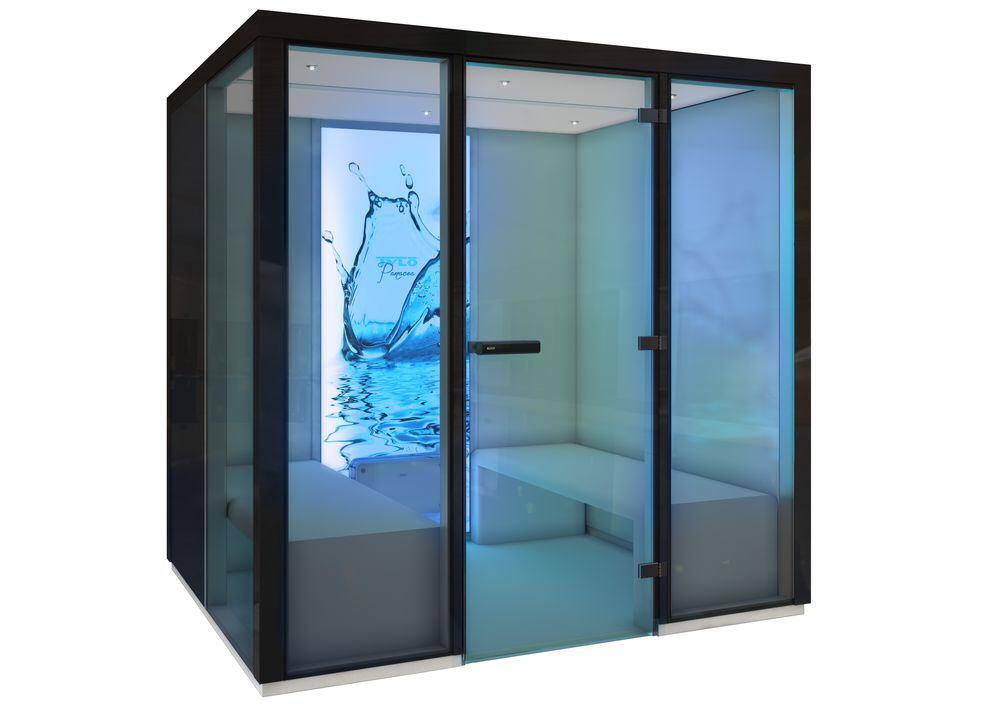 Dampfbad Panacea mit blauer Beleuchtung