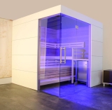 LED-Farblichtsystem von Arend für die Sauna hier in der Farbe blau
