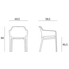 Net Stuhl aus fiberglasverstärktem Polyproylen, Maße