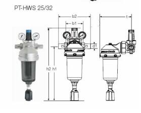 Masszeichnung permaster Filter-Druckminderer-kombination 25 - 30