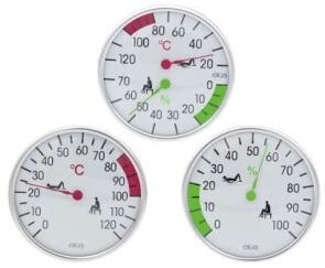 Klimamesser, Thermometer und Hygrometer mit silbernem Abdeckring