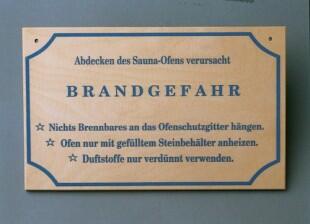 Hinweisschilder f&uuml;r Sauna und Dampfbad