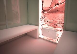 Ansicht der Bank des Dampfbad Panacea