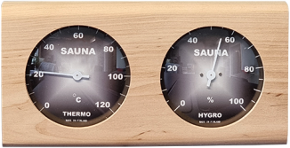 Sauna-Hygrothermometer, in Holz gefasst, 100 mm Skala