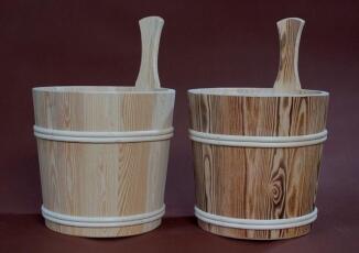 Sauna-Aufgusskübel Lärche 5 l mit Holzreifen