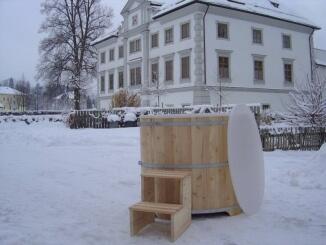 Sauna-Tauchbecken Lärche mit Kunststoffeinsatz