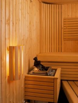 Sauna-Wandlampe mit Holzschirm