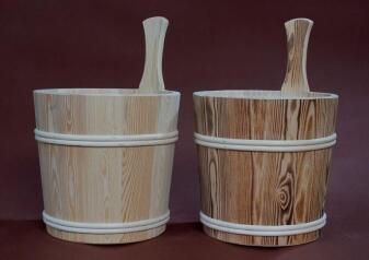 Sauna-Aufgusskübel Lärche 5 l mit Holzreifen