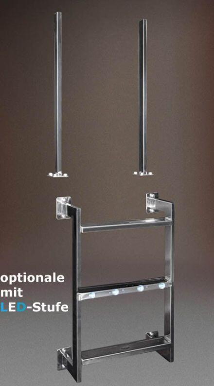 Die Edelstahlleiter Klassik mit LED-Stufe