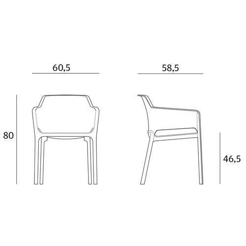 Net Stuhl aus fiberglasverstärktem Polyproylen, Maße