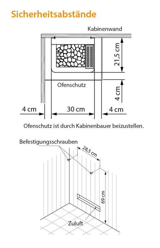 Sicherheitsabstände Saunaofen Mini von EOS