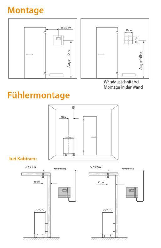Montagezeichnung Econ H4, Saunasteuergerät