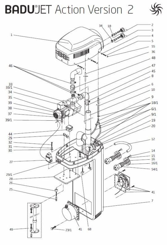 Ersatzteilzeichnung Badu Jet Action Version 2