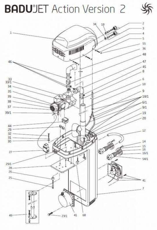 Ersatzteile Einhänge-Gegenstromanlage Badu-Jet Action Version 2