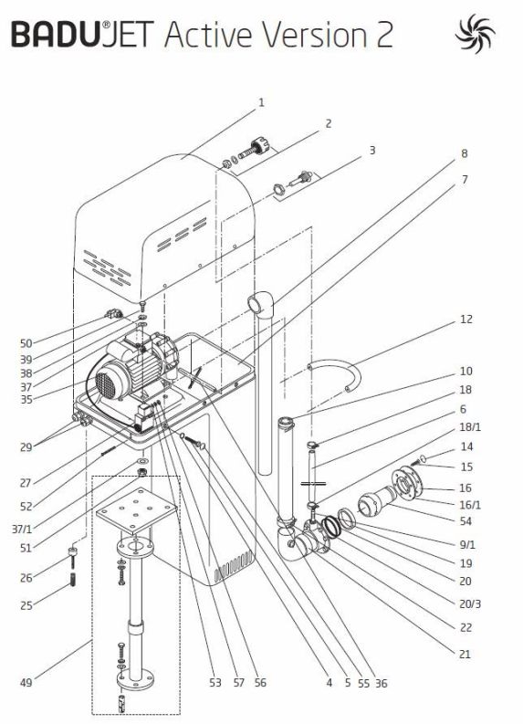 Ersatzteilzeichung Badu Jet Active Version II