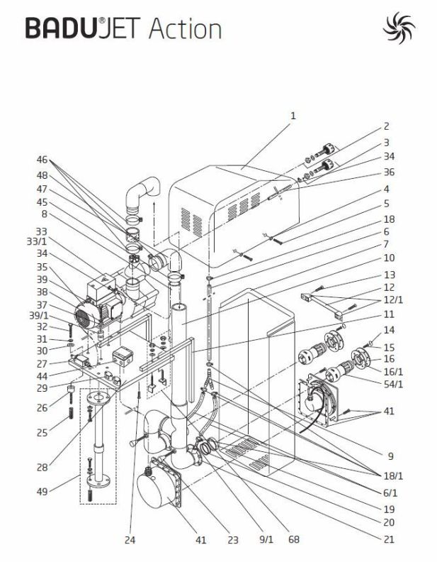Ersatzteilzeichnung Badu Jet Action