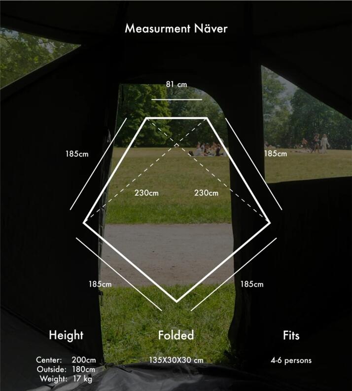 Maße Saunazelt Bast Nävar Premium