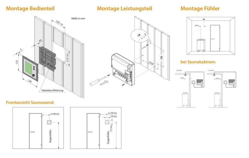 Montagezeichnung Emotec H, Saunasteuergerät