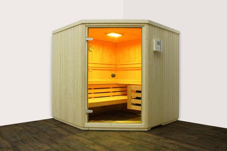 Die Elementsauna Maata V mit Farblicht gelb